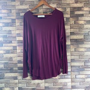 Womens E.Leighs Small Oversized Maroon Soft Long Sleeve Tee